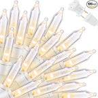 LAMPHOME Super-Bright Extendable Warm White Christmas Lights Decoration 100Lights 19.6ft UL Certified Mini Bulb String Lights Set for Outdoor Christmas Tree Garden Holiday Party Patio Wedding Decor