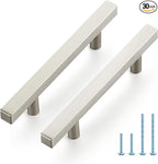JOY DECOR 30 Pack 3-1/2 Inch Brushed Nickel Square Cabinet Handles Stainless Steel Cabinet Hardware Pulls for Kitchen and Drawers with 6 Inch Overall Length