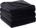 Soft Blanket Travel Size Fleece Warm Fuzzy Throw Blankets for The Bed Sofa Lightweight Charcoal Grey 50"x 61"