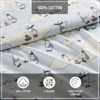 Eddie Bauer - Queen Sheets, Cotton Flannel Bedding Set, Brushed For Extra Softness, Cozy Home Decor (Skating Penguin, Queen)