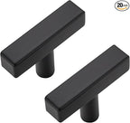 20 Pack Black Cabinet Knobs - Sqaure Bar Cabinet Pulls Matte Black Knobs for Kitchen Drawer Stainless Steel Dresser Pulls for Kitchen Hardware 2in Length Single Hole