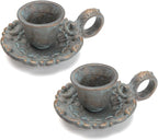 NIKKY HOME Mini Taper Candle Holders Set of 2, Rustic Metal Candlestick for Table Centerpieces, Wedding Decor and Dinner Party, Blue