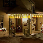 Kwaiffeo Warm White Christmas Icicle Lights, Meteor Shower Lights for Xmas Outdoor Tree Yard Thanksgiving New Year Decor, 8-Tube, UL Plug