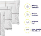 King Size Bed Sheets - 6 Piece 1500 Supreme Collection Fine Brushed Microfiber Deep Pocket King Sheet Set Bedding - 2 Extra Pillow Cases, Great Value, King, Window Pane White