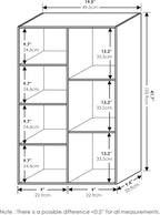 Furinno LUDER Book Shelf, 7-Cube Bookshelf, Bookcase, 9.4" x 19.5" x 41.7", for Living Room, Bedroom, Home Office, Blackwood