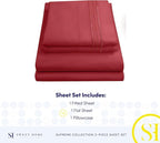 Twin XL Sheets - Breathable Luxury Sheets with Full Elastic & Secure Corner Straps Built In - 1800 Supreme Collection Extra Soft Deep Pocket Bedding Set, Sheet Set, Twin XL, Burgundy