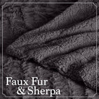 The Connecticut Home Co Bedding Blanket, King 108x90, Soft Fluffy Room Decor, Cozy Warm Throws for Bed, Gifts for Women, Bedroom Cute Aesthetic Blankets Faux Fur and Sherpa Gray