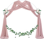 Socomi Wedding Arch Draping Fabric 3 Panels 29" x 19Ft Dusty Rose Sheer Chiffon Curtain Drapes 6 Yards for Wedding Ceremony Birthday Party Decoration