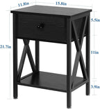 VECELO Nightstands, Modern End Side Tables,Night Stand with Drawer &Storage Shelf for Bedroom Living Room Office Lounge, 2, Black