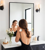 Bathroom Mirror 30x36 Inch, Black Frame Mirror 30"x36", Rectangle Wall Mounted Mirror, Metal Framed Vanity Mirror for Wall 30 by 36, Modern Mirror Hangs Horizontal Or Vertical