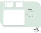 Linen Home 100% Cotton Percale Sheets Queen Size, Pastel Turk, Deep Pocket, 4 Pieces Set - 1 Flat, 1 Deep Pocket Fitted Sheet and 2 Pillowcases, Crisp Cool and Strong Bed Linen