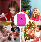 Animal-Shaped Night Light, Rechargeable LED Soft Silicone (BPA Free) Bedside Lamp for Children/Adults, Adjustable Brightness and 9 Colors by Touch Control & Remote Control (Big Bear)
