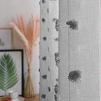 MYSKY HOME Grey Sheer Short Curtains with Pom Pom for Small Windows Bedroom Nursery Kids Girls Room Curtains Cafe Kitchen Light Filtering Boho Drapes, Rod Pocket,38 x 45 Inches, 2 Panels