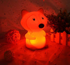 WHA&DARREN Large Fox Night Light for Kids,Cute Baby Night Light, Silicone Bedside Lamp,Sleep LED Lights Desk Light, Eye Caring, Adjustable Brightness & Color, Time Setting
