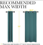 NICETOWN Bedroom Curtain Panels Blackout Draperies, Thermal Insulated Solid Grommet Blackout Curtains/Drapes (Sea Teal, One Pair, 34 by 72-inch)