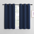 NICETOWN Blackout Curtain Panels for Bedroom, Navy, 2 Panels, W29 x L20-inch, Thermal Insulated Grommet Top Blackout Draperies and Drapes for Basement