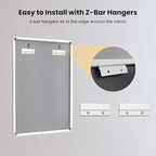 LOAAO 24x32 Inch White Metal Framed Bathroom Mirror for Wall, White Bathroom Vanity Mirror Farmhouse, Large Rounded Rectangle Mirror, Anti-Rust, Hangs Horizontally or Vertically