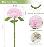 Waipfaru 4Pcs Real Touch Hydrangea Artificial Flowers, Pink & White Fake Hydrangea Flowers, 21" Lifelike Latex Faux Hydrangea Flowers for Wedding Bouquet Home Decor Centerpieces