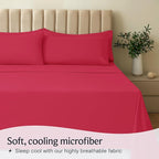 LuxClub 4 PC Sheet Set Bed Sheets Deep Pockets 16" Eco Friendly Wrinkle Free Cooling Machine Washable Hotel Bedding Silky Soft - Red King