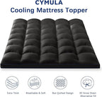 CYMULA Full Size Mattress Topper, Black Cooling Mattress Pad Cover, Thick Full Bed Pillow Topper Soft Firm with Deep Pockets, Washable Plush Down Alternative Fill Mattress Protector