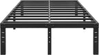 ALDRICH 14 Inch Metal King Size Bed Frame - Double Black Basic Steel Slats Platform, Easy Assembly Heavy Duty Noise Free Bedframes, No Box Spring Needed