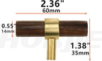 Drawer 2.36"/60mm Pulls Brass Walnut Kitchen Wardrobe Cabinet Hardware Pull Handle Single Hole with Screw, 2Pcs