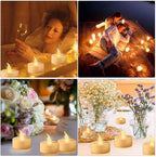 Hanzim LED Tea Lights Candles- 50PACK Flameless Candles Realistic and Bright Flickering Long Lasting 200Hours for Holiday Celebration,Party, Home Decoration Warm White,Battery Operated