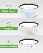 Zemty 2Pack 16.5 Inch LED Flush Mount Light, 36W 4200lm Super Slim Ceiling Light Fixtures, 3000K/4500K/6500K Selectable Ceiling Lamp for Bedroom, Kitchen, Living Room (Black)