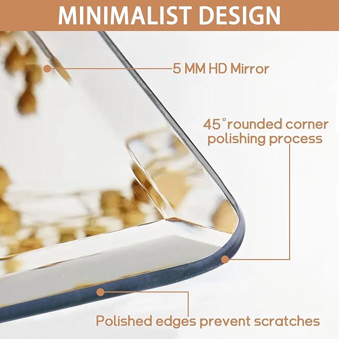 Frameless Bathroom Mirror for Over Sink,Wall Mounted Vanity Mirrors 22x28in,Rounded Rectangle Mirror Frameless with Polished Edge for Bedroom,Living Room,Entryway,Shatterproof (Horizontal/Vertical)