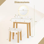 CHARMAID Vanity Desk with Mirror and Lights, White Makeup Vanity Desk with 4 Drawers, 3 Color Lighting Modes, Adjustable Brightness, Modern Dressing Table with Vanity Stool for Girls Small Bedroom