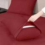 Mejoroom Twin Sheet Set - Hotel Collection Twin Sheets - Bedding Sheets & Pillowcases with Deep Pocket Fitted Sheet, Breathable, Wrinkle & Fade Resistant - 3 Piece(Burgundy)