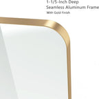 VocalStar Gold Bathroom Mirror for Wall, 24 x 32 Inch Metal Framed Rounded Rectangle Vanity Mirror Modern Farmhouse, 1/4-inch Shatterproof Glass | Ultra-Flush Hanging
