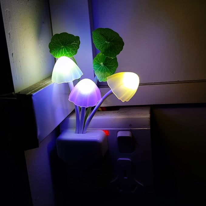 Color Change Led Night Light w/Smart Sensor, Plug-in Night Lights for Kids Adults Cute Mushroom Night Light Lamp Bedroom Home Decor Light Wall Lamps NightLight