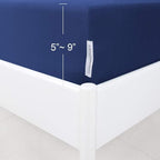 Box Spring Cover Twin Size with Smooth and Elastic Woven Material, Alternates for Bed Skirt, Wrinkle & Fading Resistant, Washable, Dustproof, Navy
