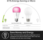 Kasa Smart Bulb, 1000 Lumens Full Color Changing Dimmable Smart WiFi Light Bulb Compatible with Alexa and Google Home, 11W, A19, 2.4Ghz only, No Hub Required (KL135P2), 2-Pack,White