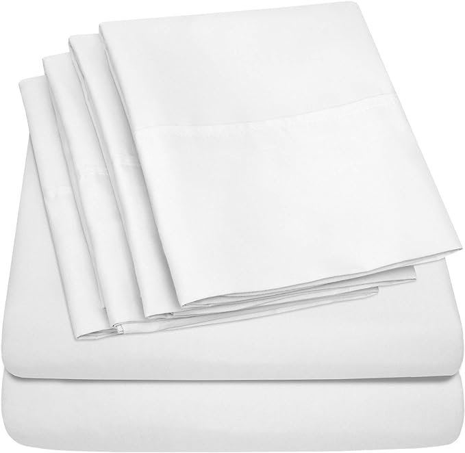 Twin Size Bed Sheets - 4 Piece 1500 Supreme Collection Fine Brushed Microfiber Deep Pocket Twin Sheet Set Bedding - 1 EXTRA PILLOW CASES, GREAT VALUE, Twin, White