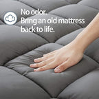 Mattress Topper Full XL for Back Pain, Extra Thick Mattress Pad Cover, Plush Pillow Top, Deep Elastic Pocket, Grey