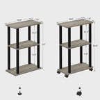 TUTOTAK Small Side Table, Narrow End Table, Bedside Table, Couch Side Table with Wheels for Living Room or Bedroom, Greige TB01BG061