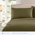 California King Sheet Sets - Breathable Luxury Sheets with Full Elastic & Secure Corner Straps Built In - 1800 Supreme Collection Cal King Deep Pocket Bedding Set, Sheet Set, California King, Olive