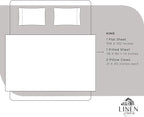 Linen Home 100% Cotton Percale Sheets King Size, Silver, Deep Pocket, 4 Pieces Set - 1 Flat, 1 Deep Pocket Fitted Sheet and 2 Pillowcases, Crisp Cool and Strong Bed Linen