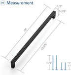 Ravinte 5 Pack Black Cabinet Pulls 12-3/5 Inch Square Cabinet Handles Matte Black Kitchen Hardware for Cabinet Drawer Pulls Come with Screwdriver