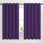 NICETOWN Blackout Bedroom Curtains 66 inches Long, Grommet Light Reducing Thermal Window Treatments Solid Room Darkening for Living Room, Set of 2, W66 x L66, Royal Purple