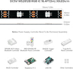 BTF-LIGHTING WS2812B RGB ECO LED Strip, Chasing Effects 5050SMD Individually Addressable 16.4FT 30Pixels/m 150Pixels Flexible Dream Color IP67 for Bedroom DIY Projects DC5V(No Adapter or Controller)