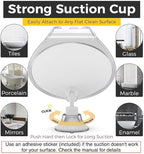 HONEYBULL Fogless Shower Mirror with Suction Mount & Swivel – Anti-Fog Acrylic Bathroom Mirror for Shaving – Built-in Razor Holder, Easy Install, Home Shower Accessory (White)
