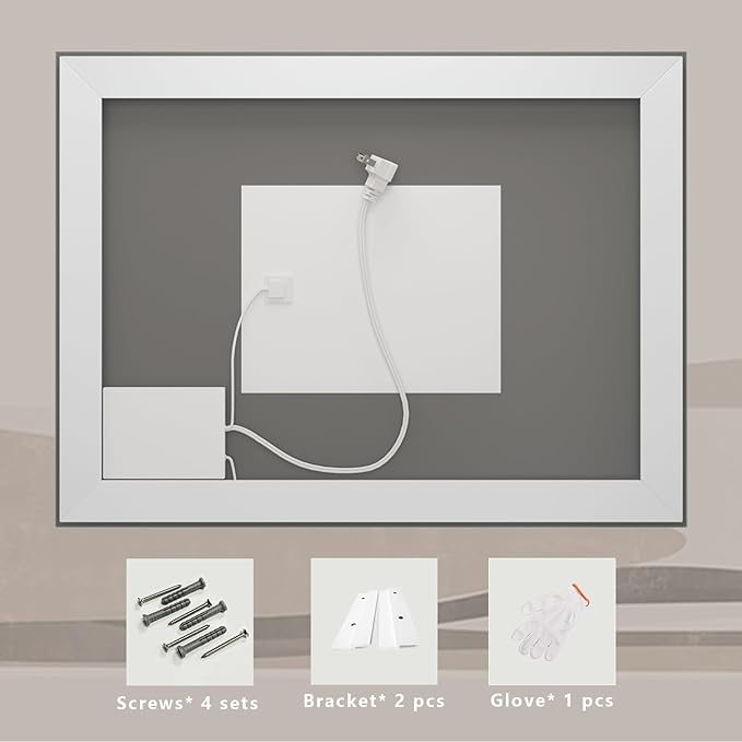 40 x 36 LED Bathroom Mirror for Wall, Lighted Vanity Mirror, Dimmable, Anti-Fog, Shatter-Proof, ETL Listed (Front Lights + Backlit)