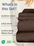 Extra Deep Twin Sheet Set - 4 Piece Breathable and Cooling Sheets - Hotel Luxury Bed Sheets Set - Easy & Secure Fit - Soft, Wrinkle Free and Comfy Sheets Set - Brown Sheet Set with Extra Deep Pockets