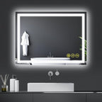 28x36 Inch Bathroom LED Mirror Lighted Bathroom Mirror LED Vanity Mirror with Lights Wall Mounted Anti-Fog Color Dimmable Mirror with Memory (Horizontal/Vertical)