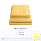 1800 Supreme Collection - Breathable Luxury California King Sheet Set with Full Elastic & Secure Corner Straps Built In, Cal King Deep Pocket Bedding, Yellow