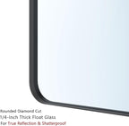 VocalStar Black Bathroom Mirror for Wall, 18 x 26 Inch Rounded Rectangle Metal Framed Bathroom Wall Vanity Mirror Farmhouse, 1/4-inch Shatterproof Glass | Ultra-Flush Hanging
