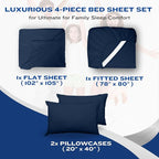DREAMCARE King Size Sheets Set – 4 pcs Cooling Sheets – up to 21” Deep Pocket King Sheet Set – Hotel Luxury Sheets & Pillowcases – Superior Softness 100% Fine Microfiber with Side Pocket – Navy Blue